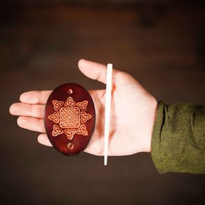 Solveig Viking Leather Hair Barrette - Maroon