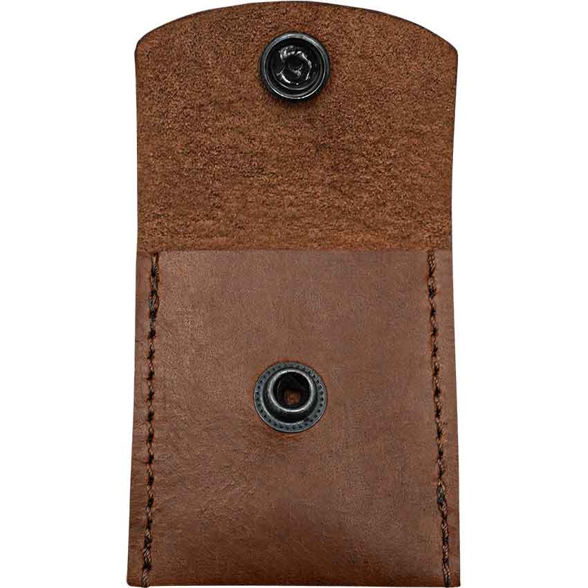 Square Leather Coin Pouch - Brown