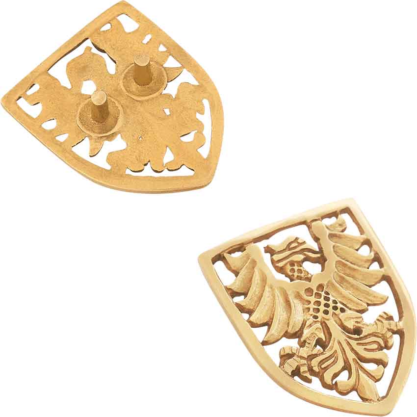 Brass Heraldic Eagle Shield Belt Studs - Set of 5
