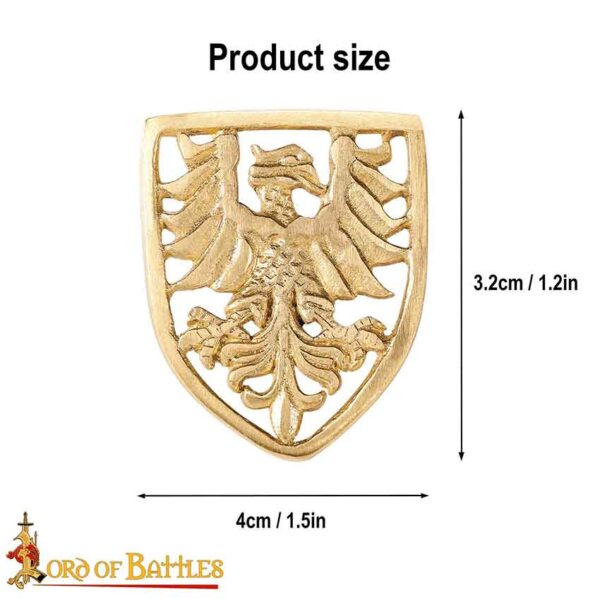 Brass Heraldic Eagle Shield Belt Studs - Set of 5