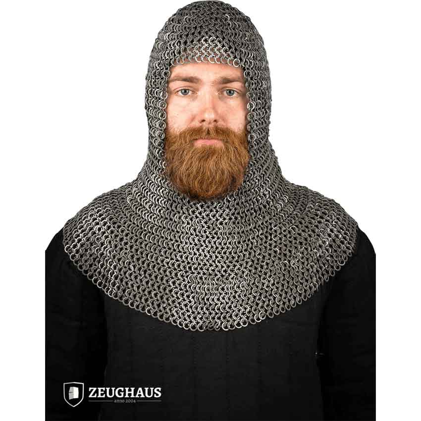 Riveted Steel Chainmail Coif - 9mm Flat Rings