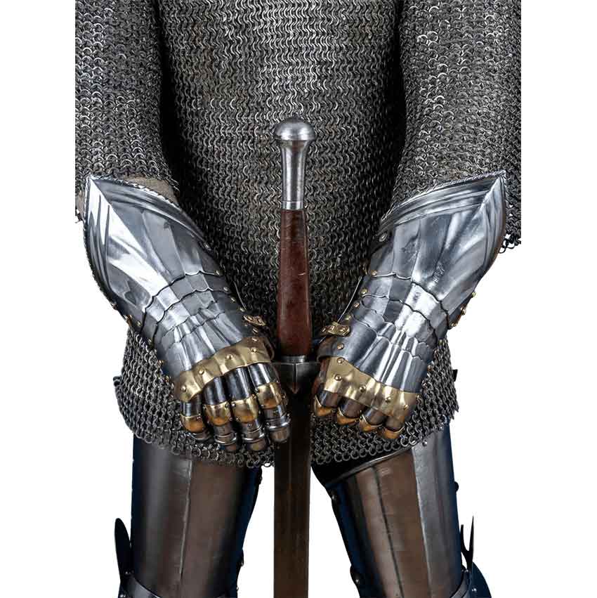 15th Century German Gauntlets with Brass Accent