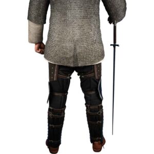 Steel and Leather Splinted Leg Armor - Brown