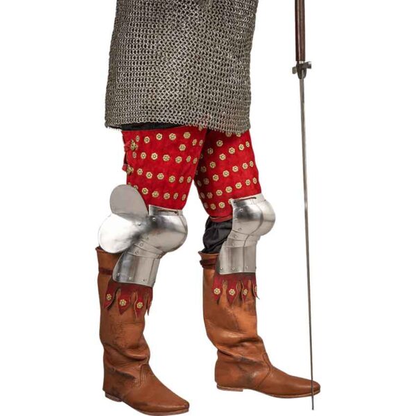 Steel and Suede Splinted Leg Armor - Red