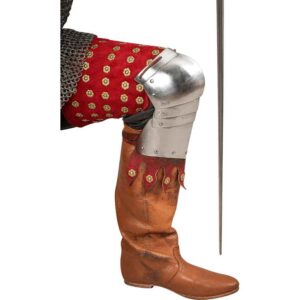 Steel and Suede Splinted Leg Armor - Red