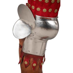 Steel and Suede Splinted Leg Armor - Red
