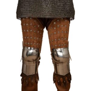 Steel and Suede Splinted Leg Armor - Brown