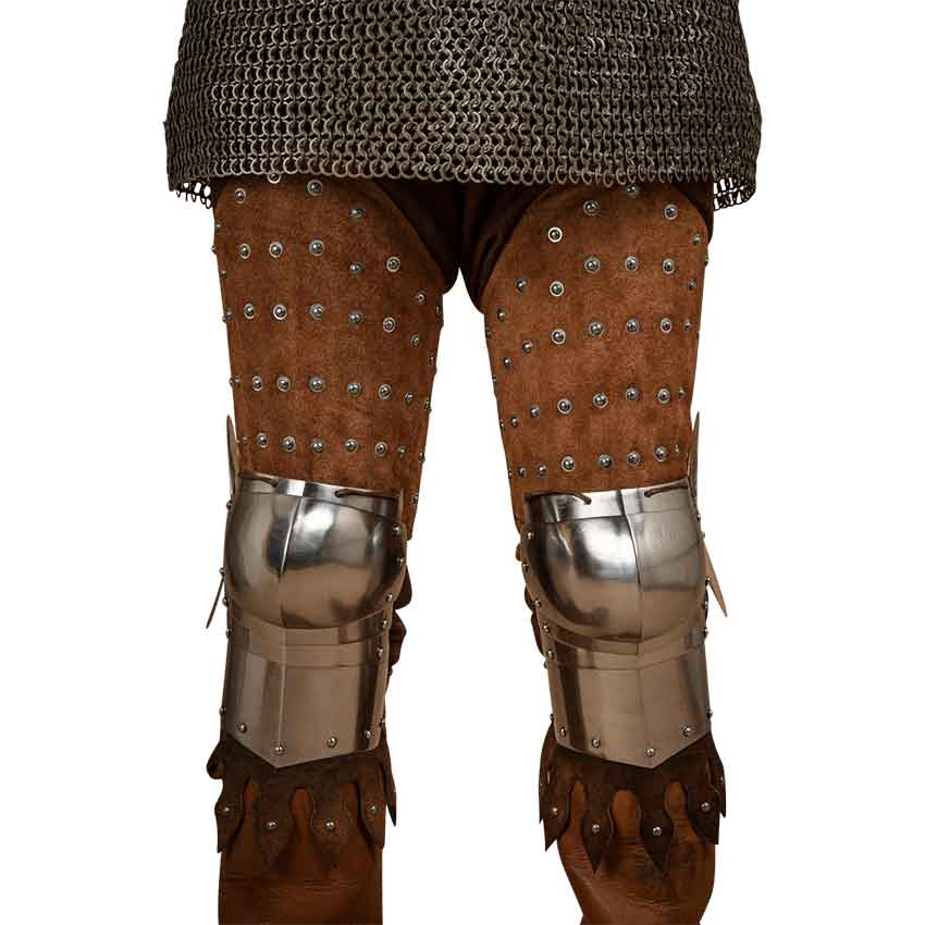 Steel and Suede Splinted Leg Armor - Brown