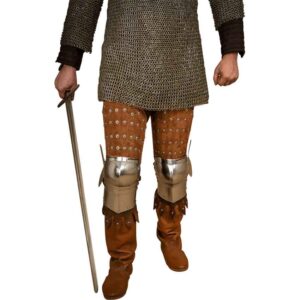 Steel and Suede Splinted Leg Armor - Brown