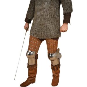 Steel and Suede Splinted Leg Armor - Brown