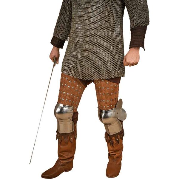 Steel and Suede Splinted Leg Armor - Brown