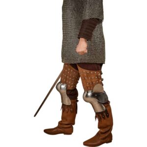 Steel and Suede Splinted Leg Armor - Brown