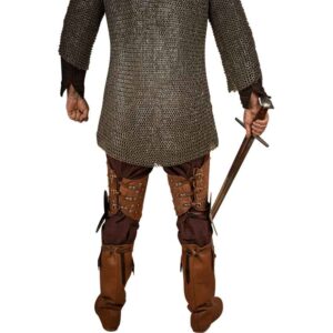 Steel and Suede Splinted Leg Armor - Brown