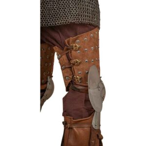 Steel and Suede Splinted Leg Armor - Brown