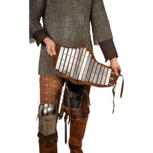 Steel and Suede Splinted Leg Armor - Brown