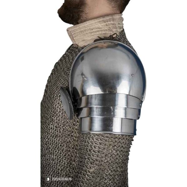15th Century Pauldrons with Besagew - Polished
