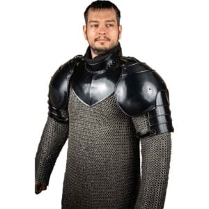 Bladebreaker Warrior Steel Pauldrons - Blackened Knight Steel Pauldrons - Blackened