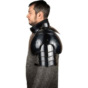 Bladebreaker Warrior Steel Pauldrons - Blackened Knight Steel Pauldrons - Blackened