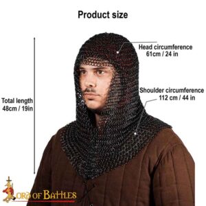 Blackened Steel Chainmail Coif