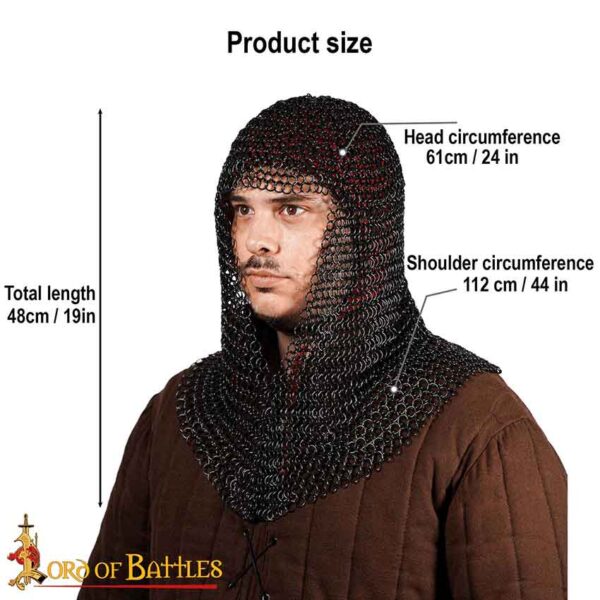 Blackened Steel Chainmail Coif