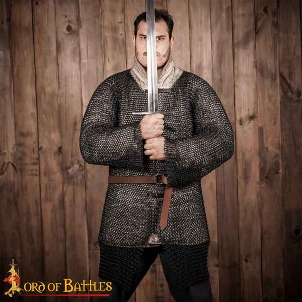 Butted Steel Chainmail Hauberk - Blackened