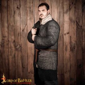 Butted Steel Chainmail Hauberk - Blackened
