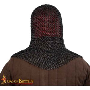 Butted Steel Chainmail Coif - Blackened