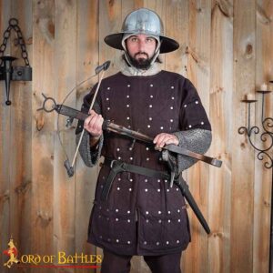Medieval Brigandine with Riveted Steel Plates - Brown