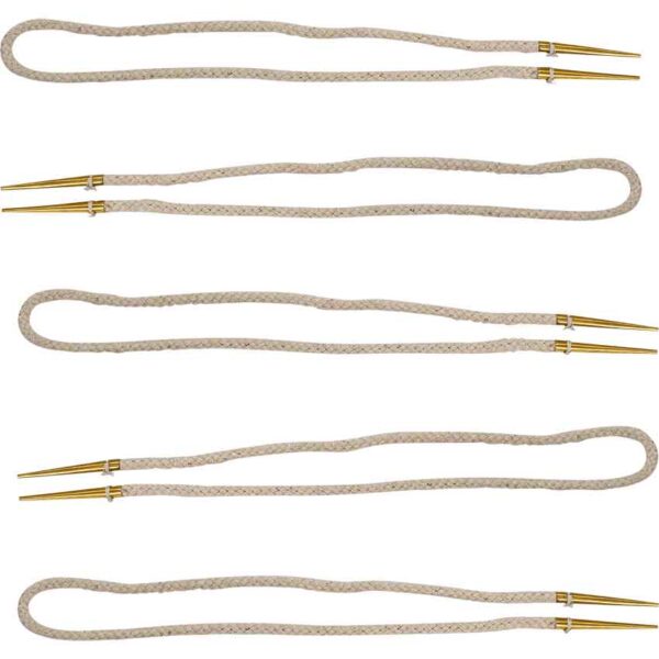 Brass Tip Medieval Tie Strings - Ecru - Set of 5