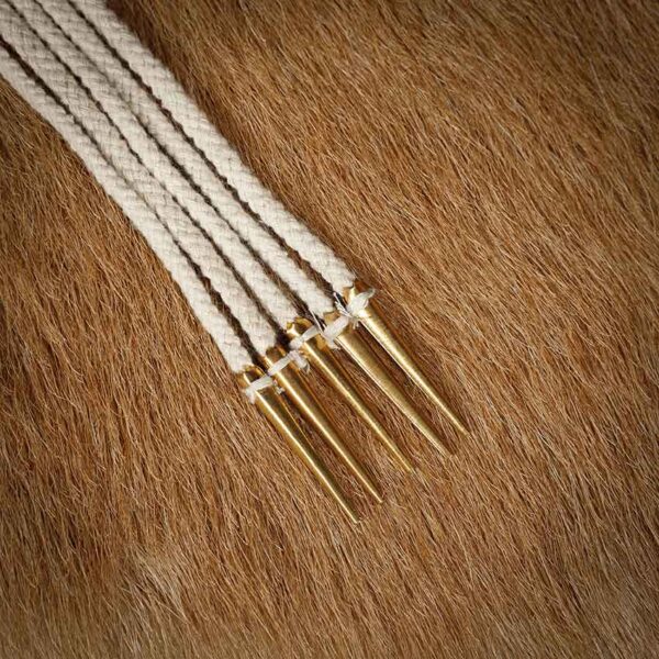 Brass Tip Long Medieval Tie Strings - Ecru - Set of 5