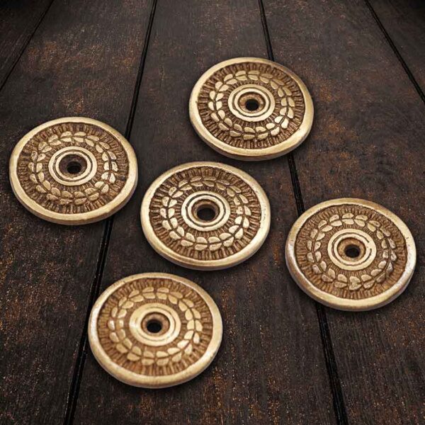Medieval Laurel Brass Washers - Set of 5