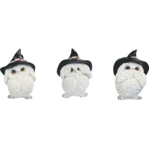 Witchy Owl No Evil Statue Set