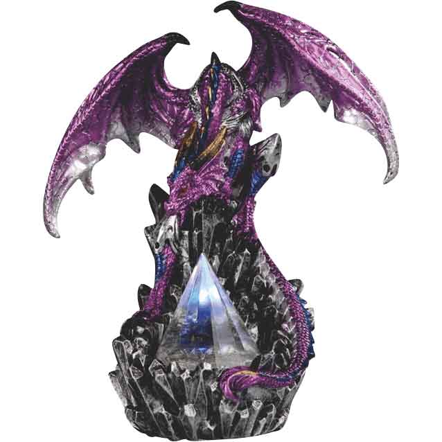 Purple Dragon Guarding LED Crystal Statue