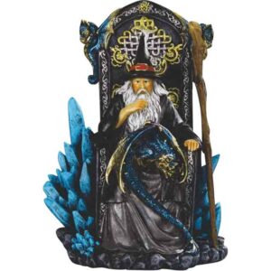 Enthroned Wizard and Dragon Statue