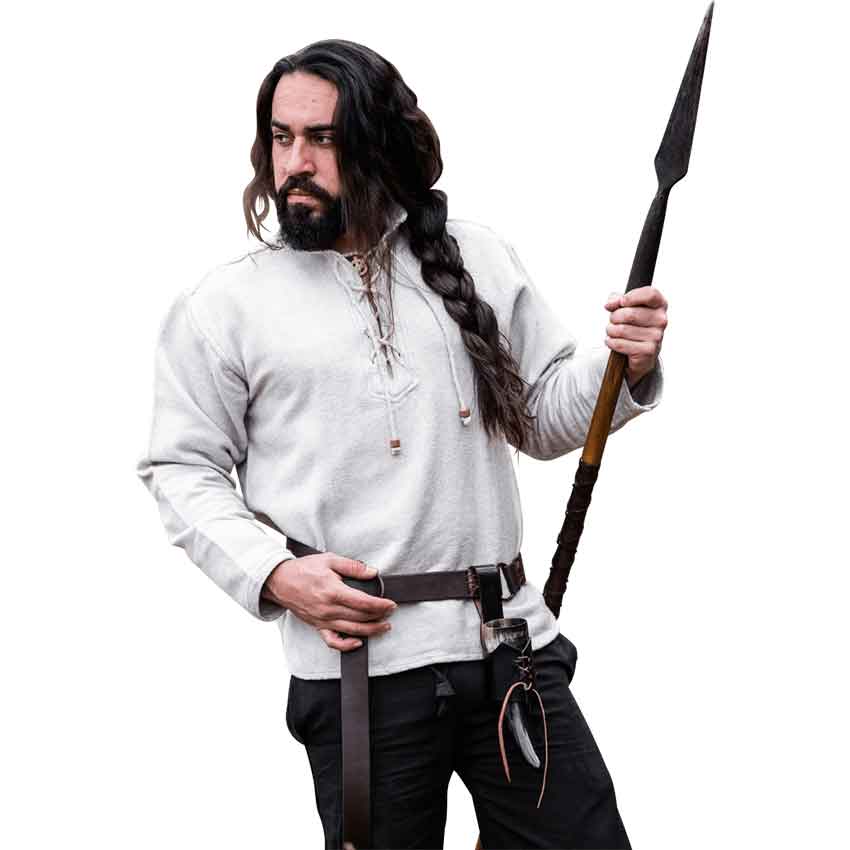 Ingolf Woven Cotton Medieval Shirt - Grey