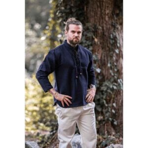 Ingolf Woven Cotton Medieval Shirt - Black