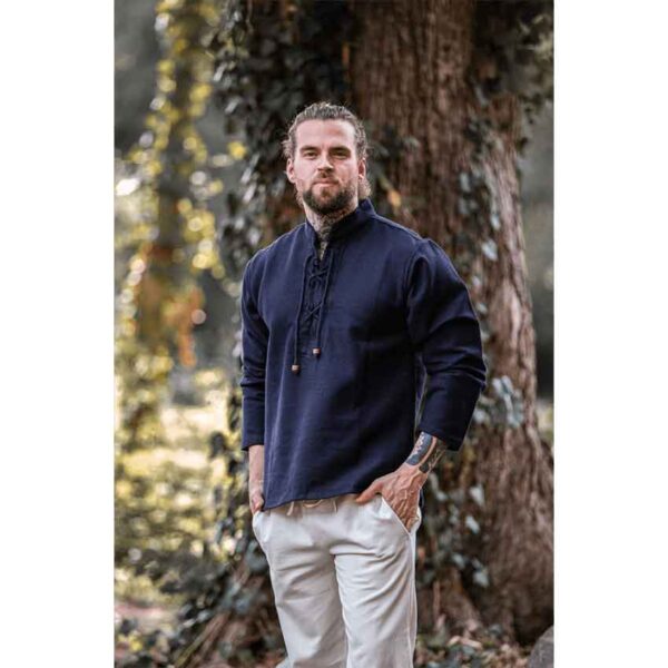 Ingolf Woven Cotton Medieval Shirt - Black