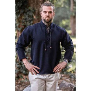 Ingolf Woven Cotton Medieval Shirt - Black