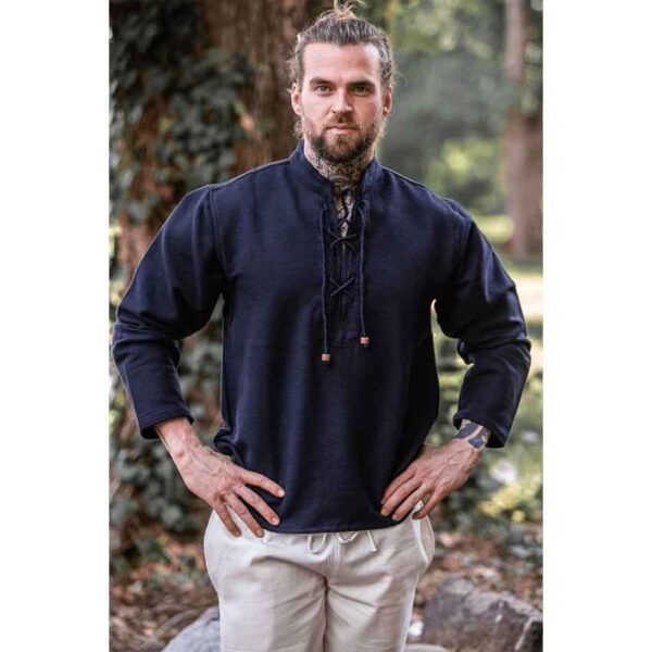 Ingolf Woven Cotton Medieval Shirt - Black