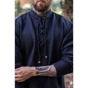Ingolf Woven Cotton Medieval Shirt - Black