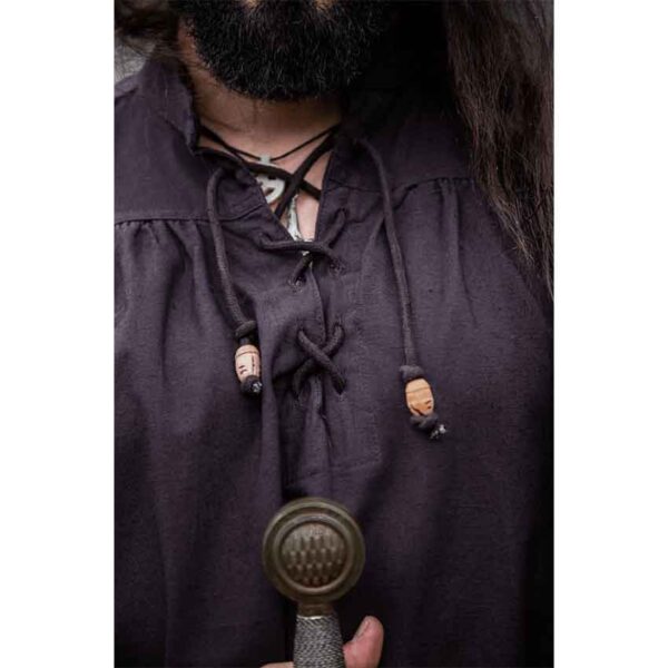 Friedrich Medieval Lace-Up Shirt - Brown