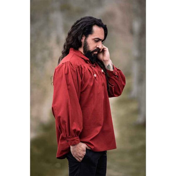 Friedrich Medieval Lace-Up Shirt - Red