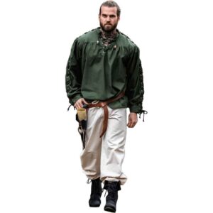 Adrian Medieval Lace-Up Shirt - Green