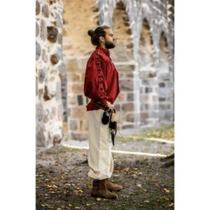 Adrian Medieval Lace-Up Shirt - Red