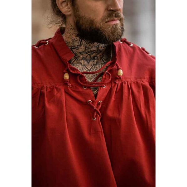 Adrian Medieval Lace-Up Shirt - Red