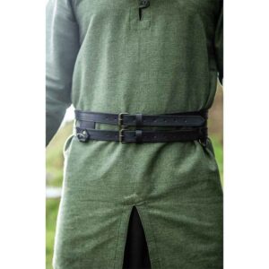Ubbe Leather Viking Double Belt - Black