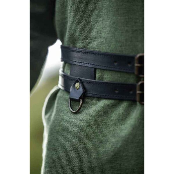 Ubbe Leather Viking Double Belt - Black