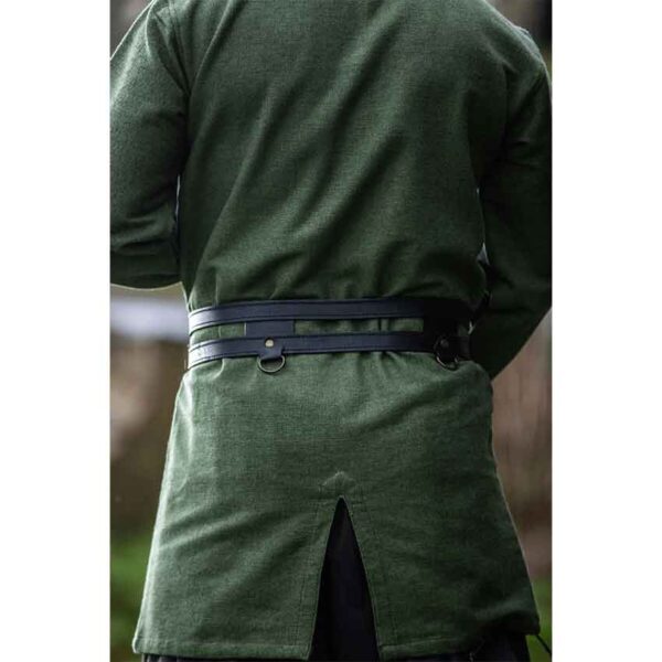 Ubbe Leather Viking Double Belt - Black