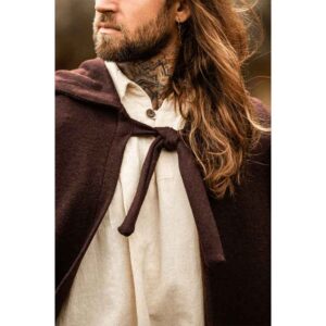Hervir Wool Cloak with Liripipe Hood - Brown
