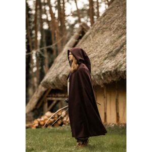 Hervir Wool Cloak with Liripipe Hood - Brown